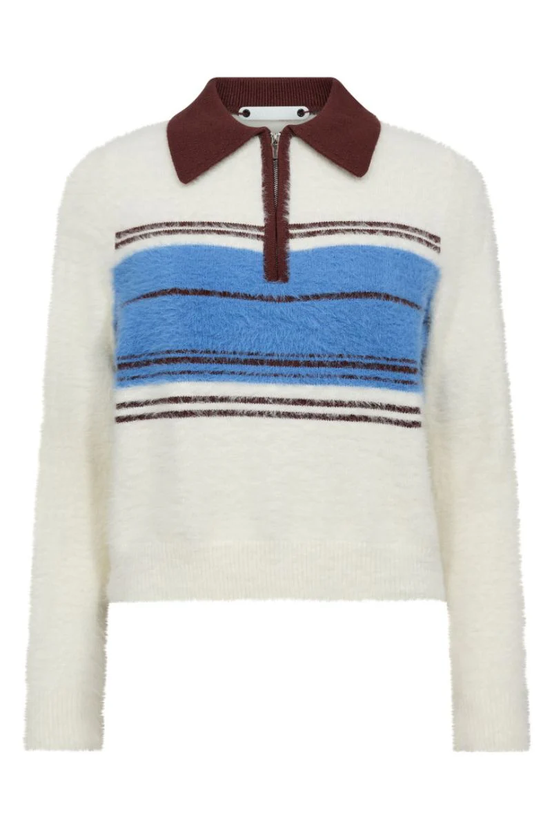 Tory Stripe Zip Knit 32198 | Off white | Strik fra Co'couture - Image 2
