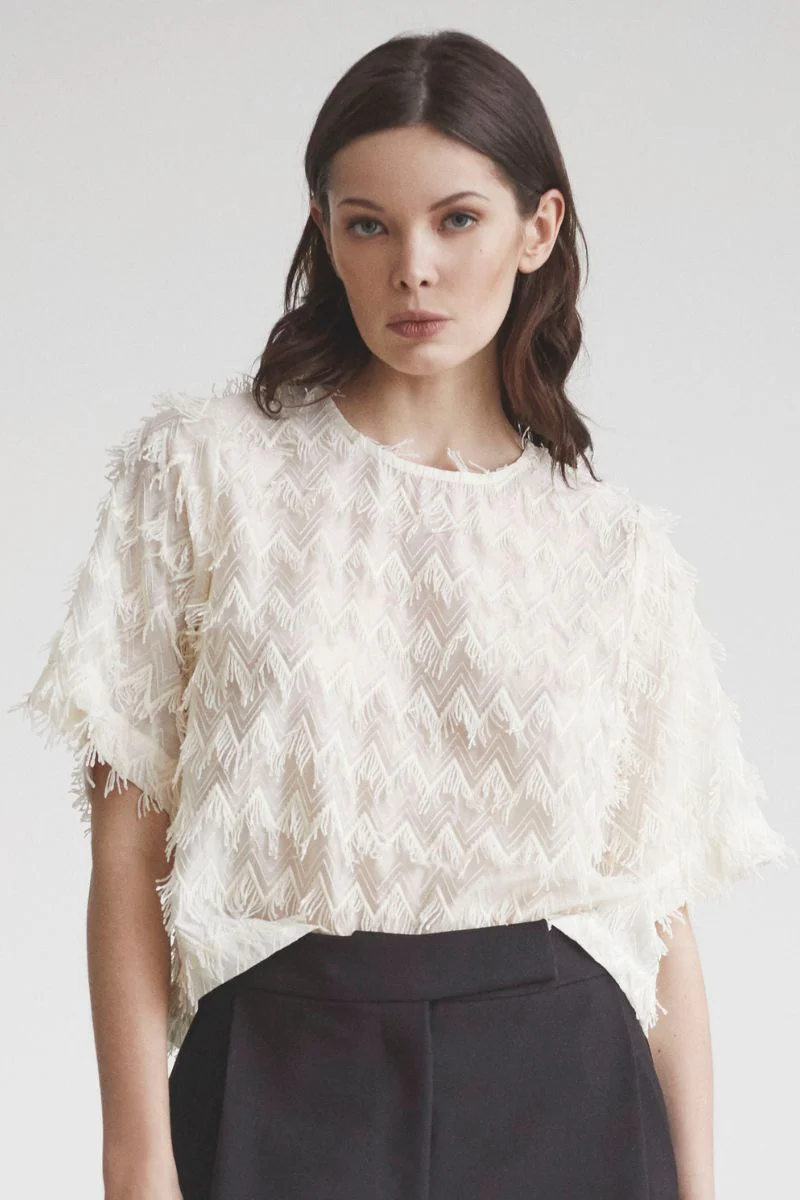 Triangle SS Blouse 35765 | Off white | Top fra Co'couture - Image 5