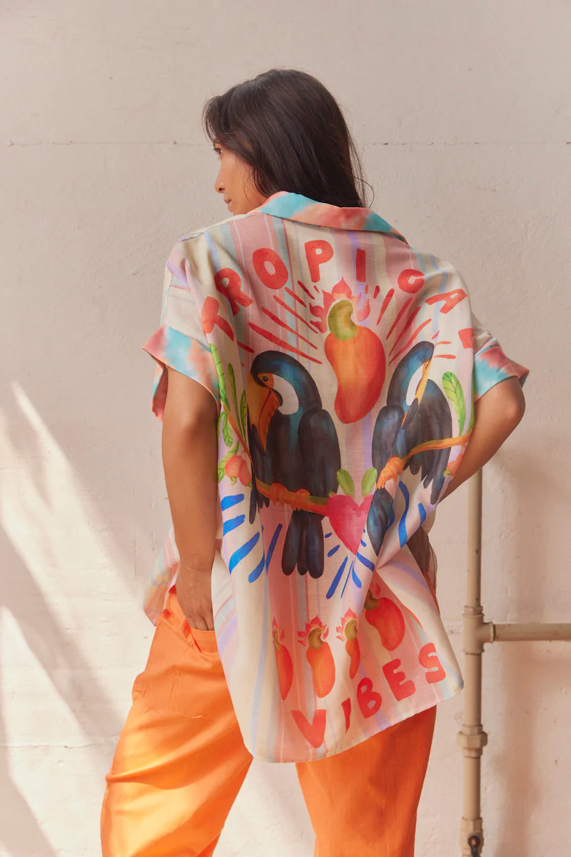 Tropicana Tucan SS shirt | Orange | Skjorte fra Atelier C - Image 5