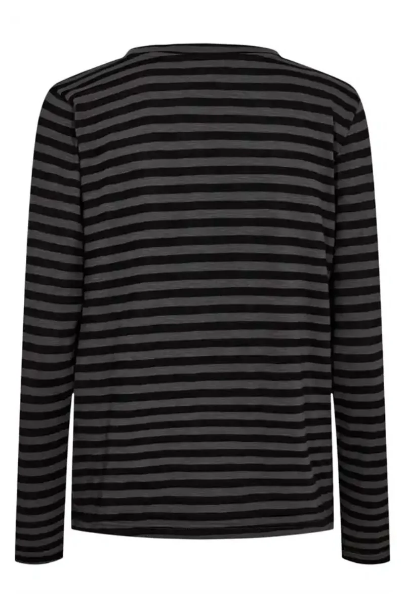 Ulla LS Stripe T-Shirt | Dark Grey Black Stripe | Bluse fra Liberté - Image 4