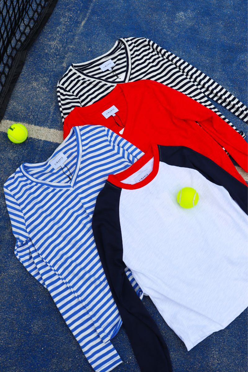 Ulla Ls Vneck Stripe Tshirt | Navy White Stripe | Bluse fra Liberté - Image 5