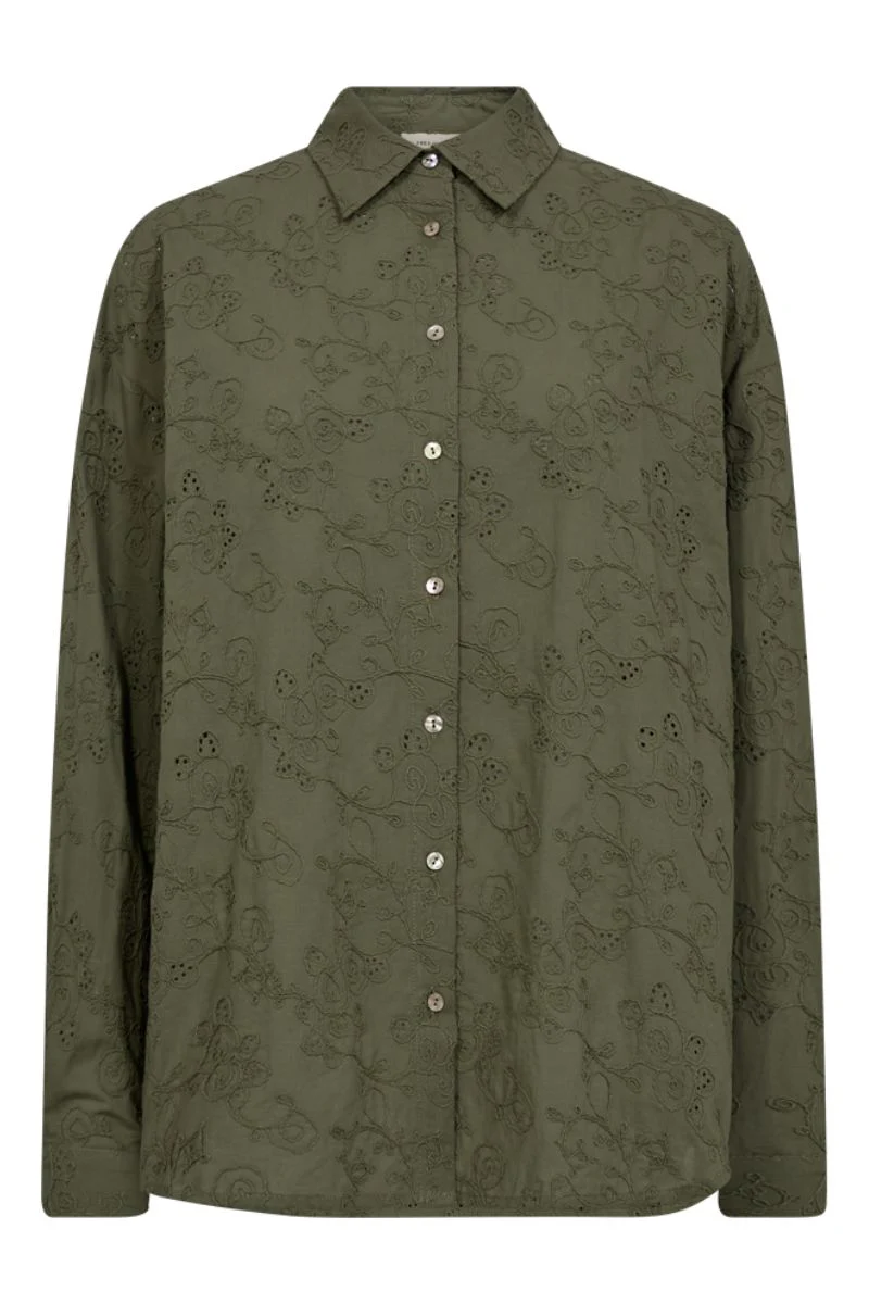 Uniqua Shirt 205655 | Deep Lichen Green | Shirt fra Freequent