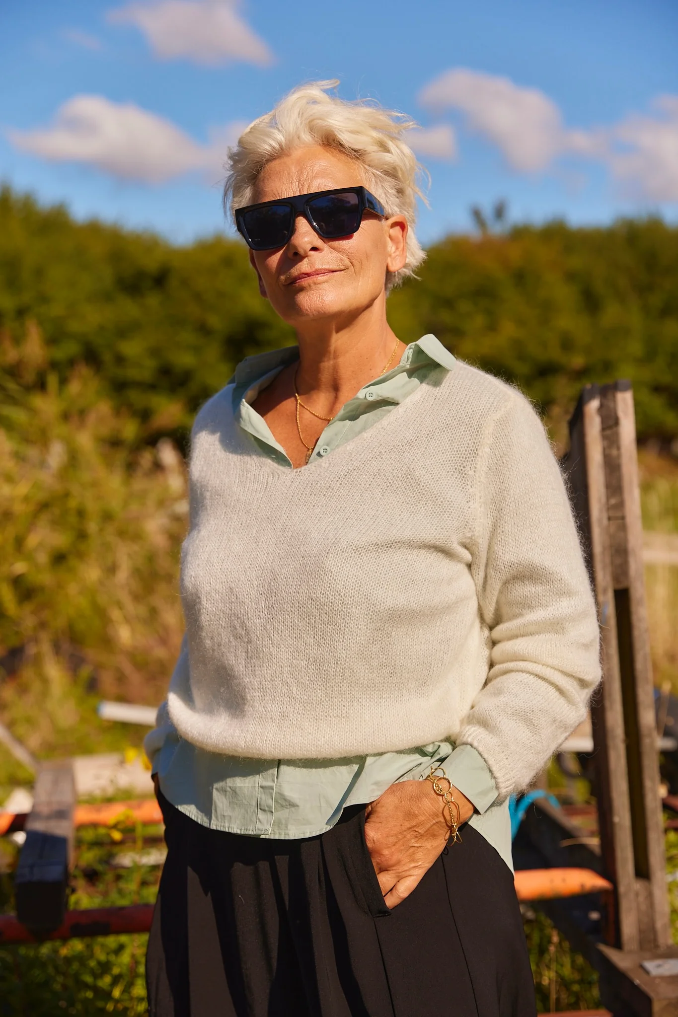 V sweater in 30% mohair 1912 V | White | Strik fra Atelier C - Image 4