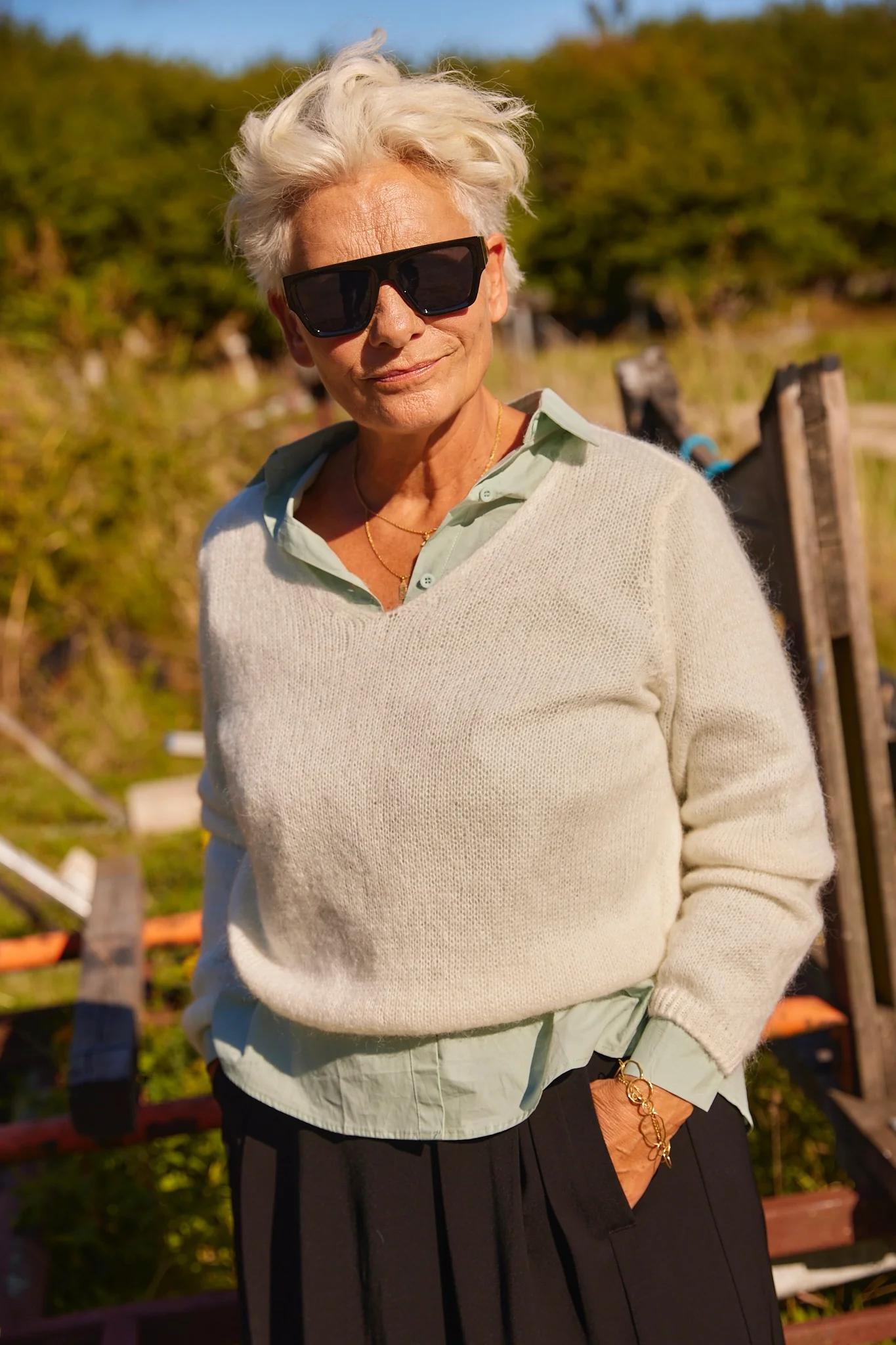 V sweater in 30% mohair 1912 V | White | Strik fra Atelier C - Image 8