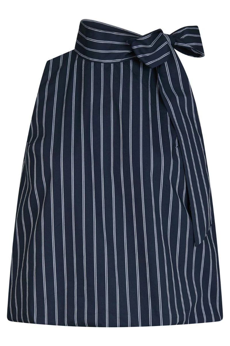 Veda Double Stripe Top | Navy | Bluse fra Neo Noir - Image 2