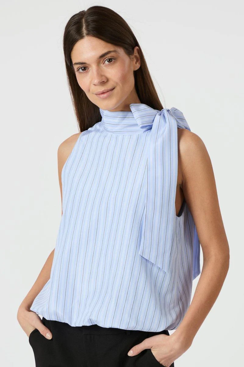 Veda Stripe Top | Light Blue | Bluse fra Neo Noir - Image 5