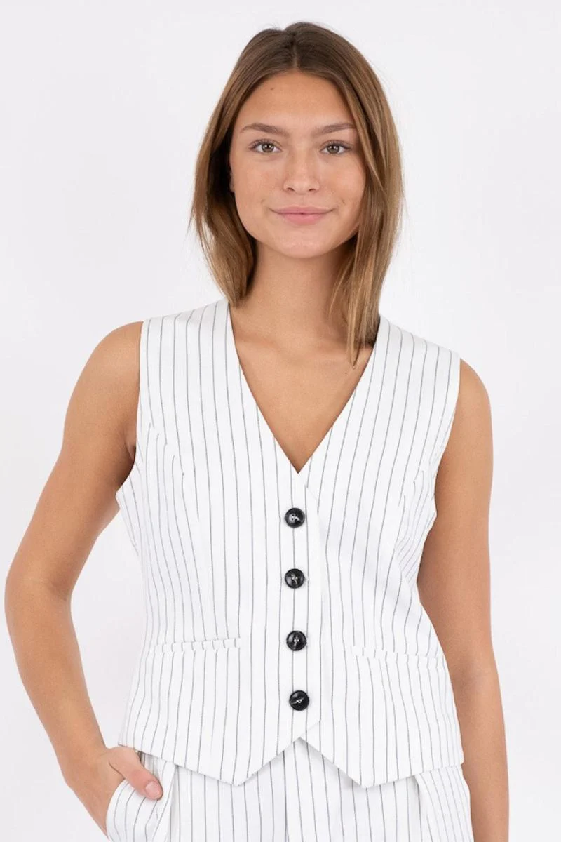 Vendetta Pinstripe | Hvid l Vest fra Neo Noir - Image 3