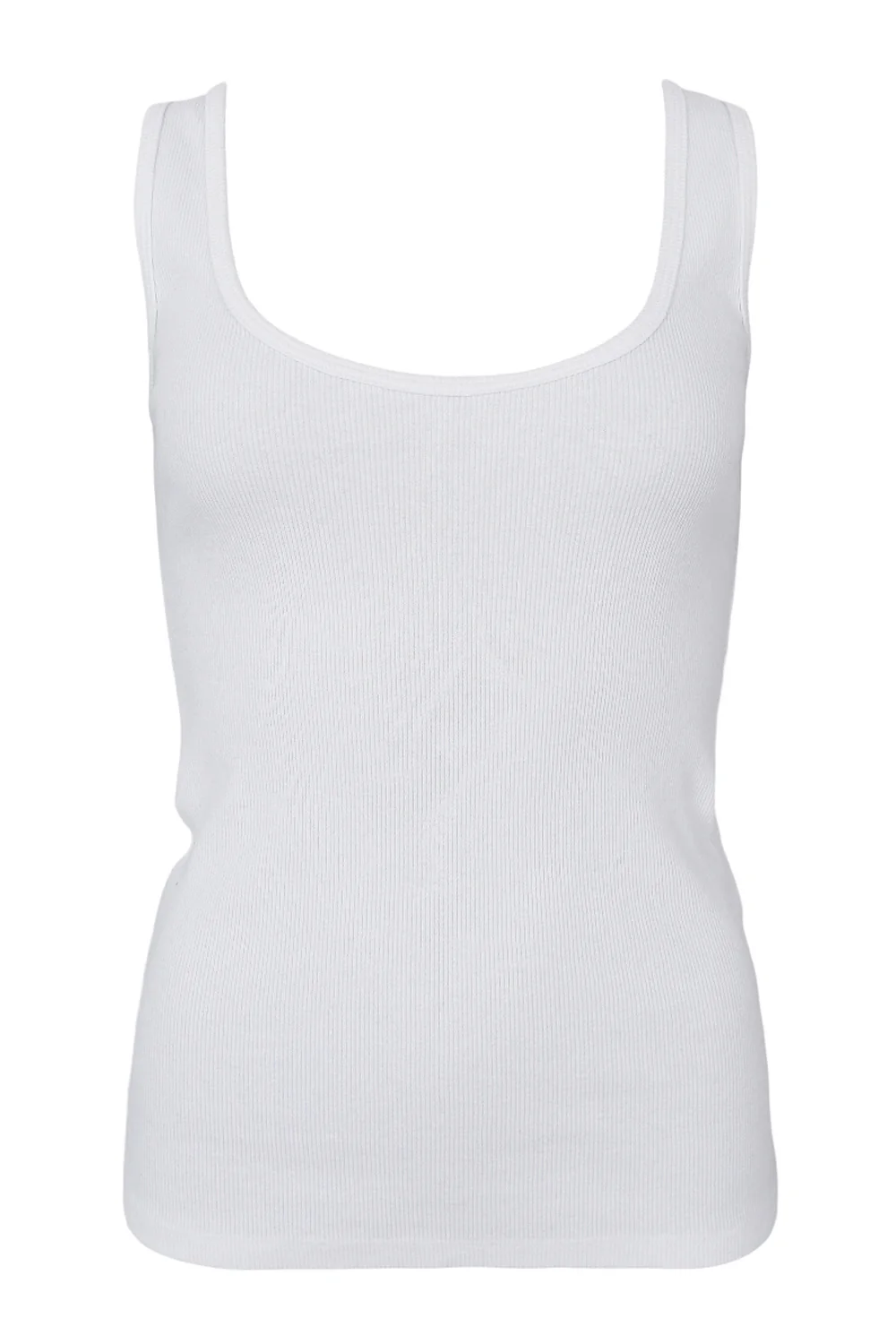 Vibs Rib Tank Top | Off White | Top fra Black Colour - Image 2