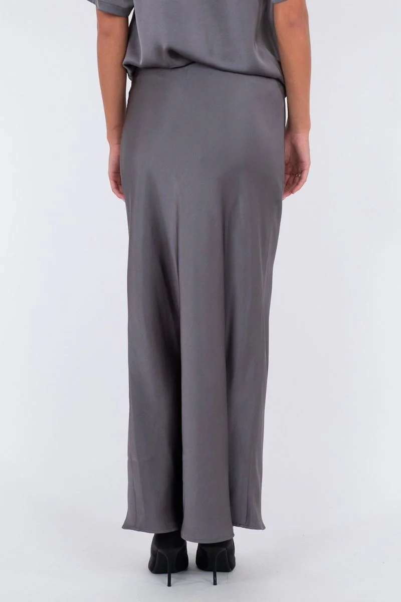 Vicky Heavy Sateen Skirt 159588 | Dark Grey | Nederdel fra Neo Noir - Image 7