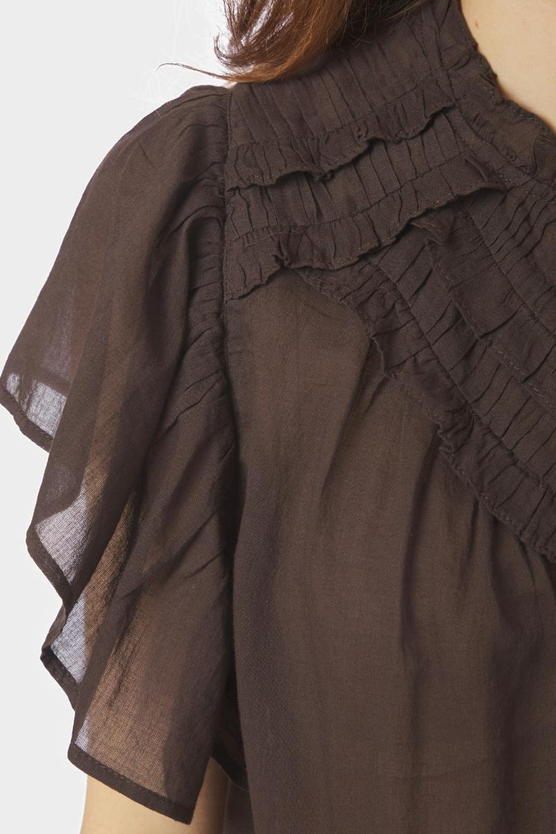 Vinsa S Voile Top | Dark Brown | Bluse fra Neo Noir - Image 7