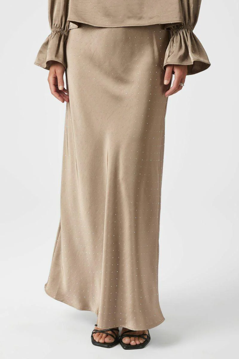 Viso Heavy Sateen Bedaz Skirt | Dark Taupe | Nederdel fra Neo Noir - Image 8