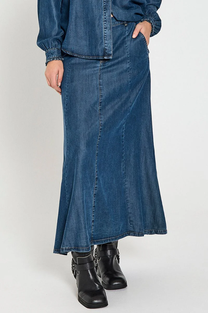 Wilke Skirt 205135 | Medium Blue Denim | Nederdel fra Freequent - Image 4