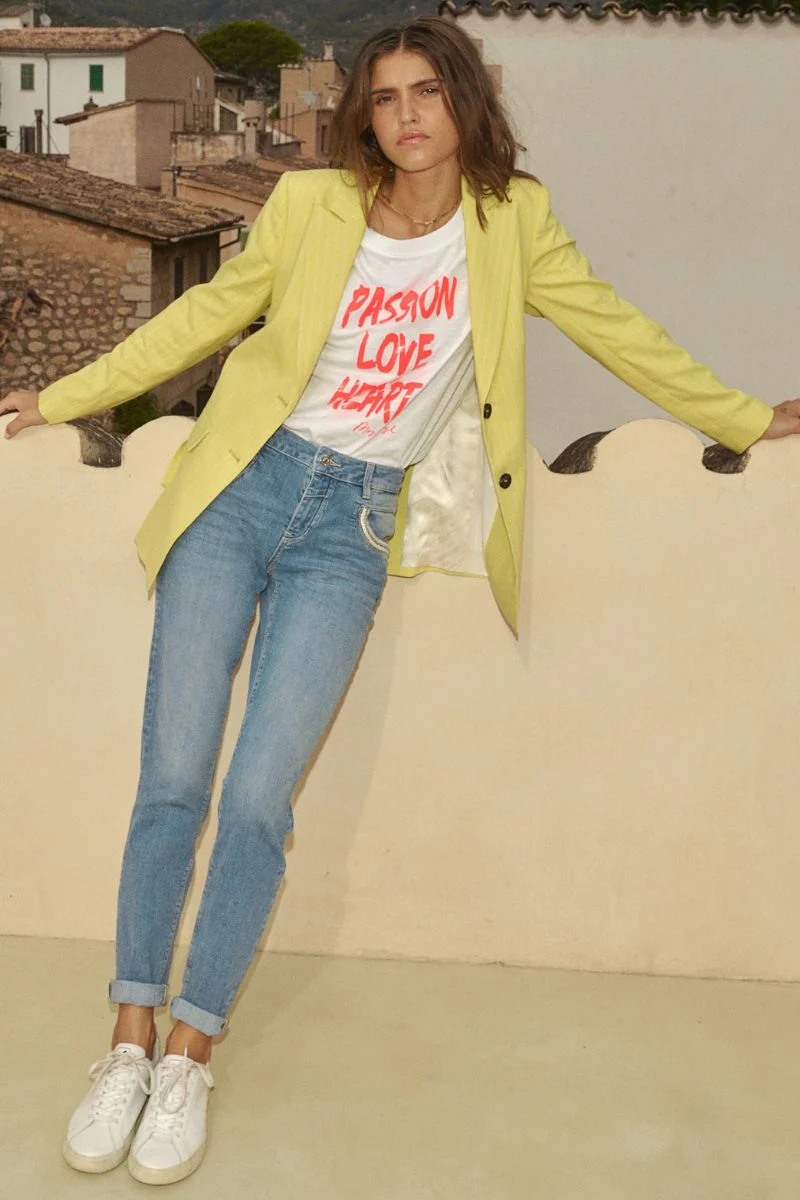 Windy Twill Pinstripe Blazer | Yellow Plum  | Blazer fra Mos Mosh - Image 4