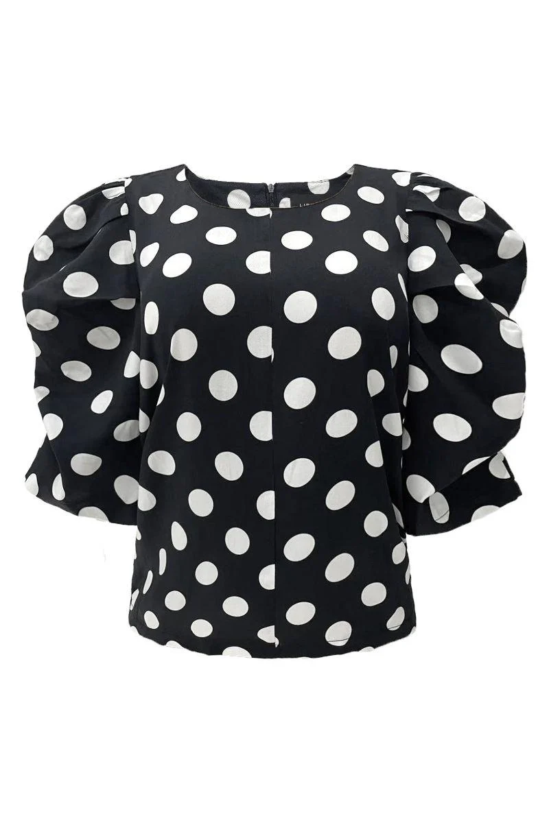 Winnie Blouse | Black White Big Dot | Bluse fra Liberté - Image 2