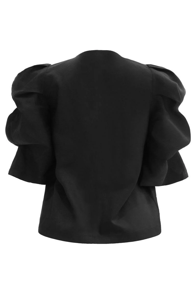 Winnie V Button Blouse | Black | Bluse fra Liberté - Image 6