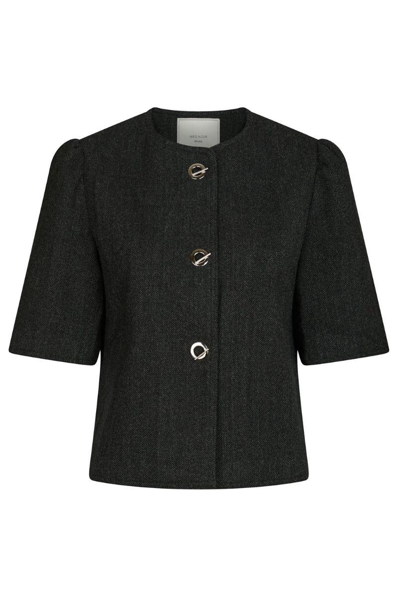 Xanthe Herringbone Blazer | Dark Grey | Blazers fra Neo Noir - Image 2