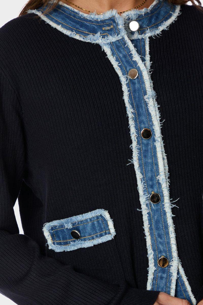 Zelma Knit Denim Cardigan | Navy | Strik fra Neo Noir - Image 8
