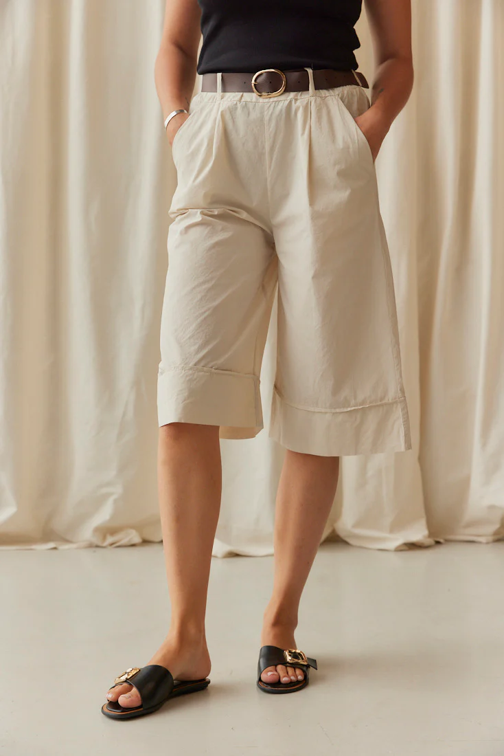 Zita Cotton Bermuda Shorts | Beige - Image 2